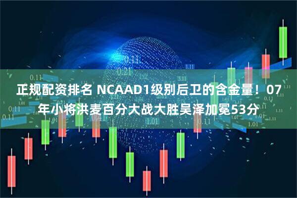 正规配资排名 NCAAD1级别后卫的含金量！07年小将洪麦百分大战大胜吴泽加冕53分